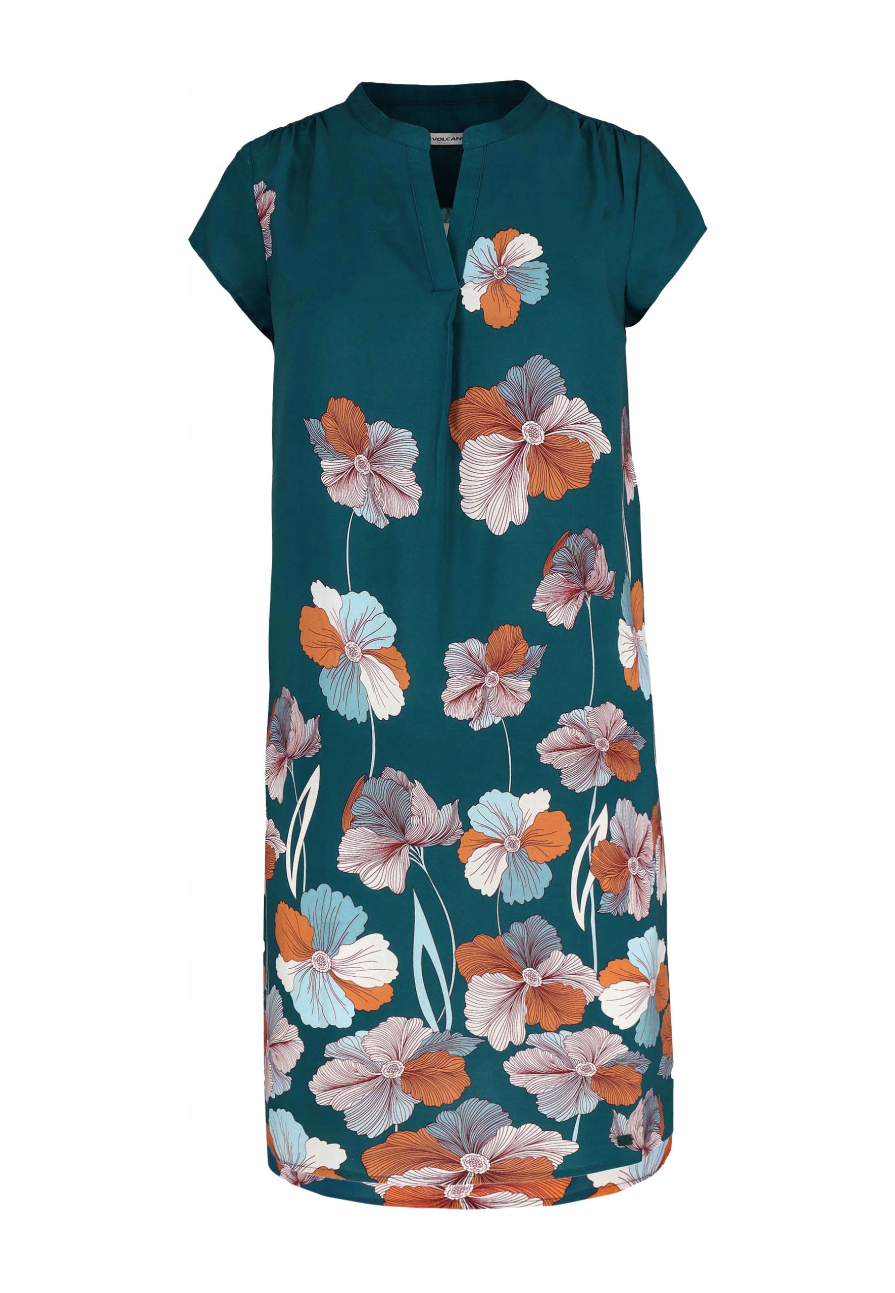 Šaty MIDI S Květinami Jednoduchá Zelená Volcano G-june M