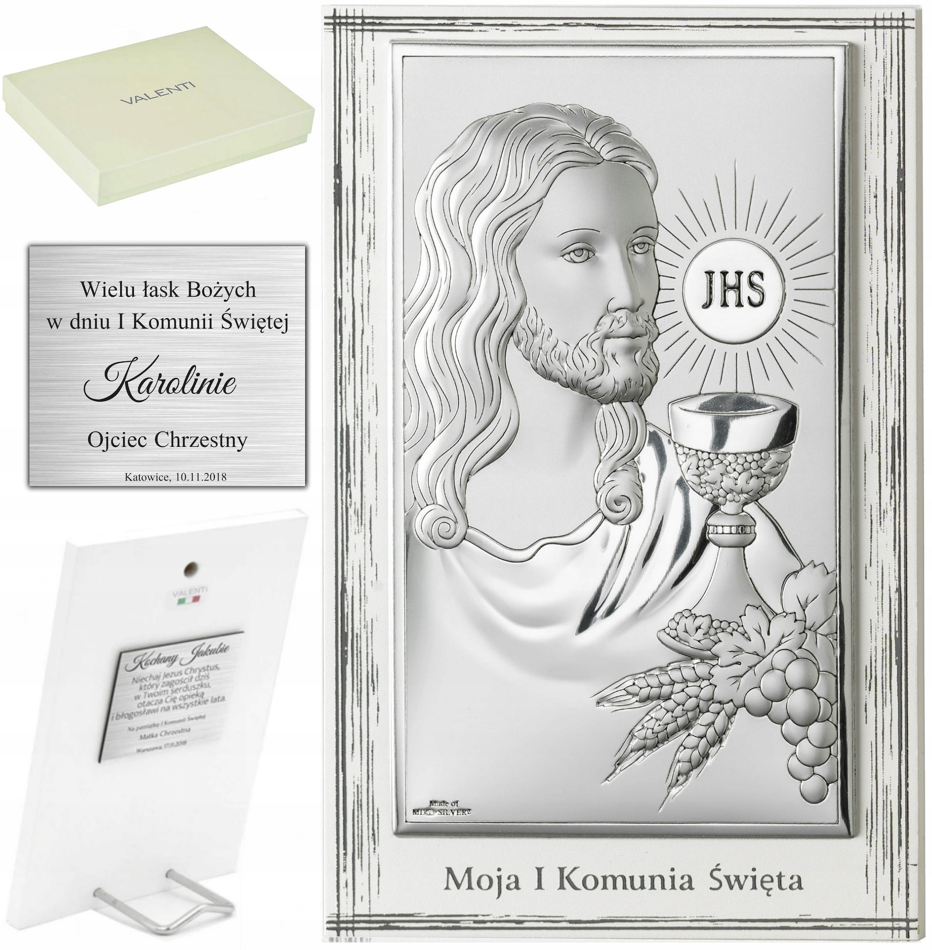 Stříbrný Obrázek Suvenýr dárek Svaté Přijímání Svátky