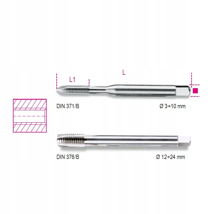 Gwintownik maszynowy do otworów przelotowych M12x1,75 HSS-CO 5% kobaltowy,