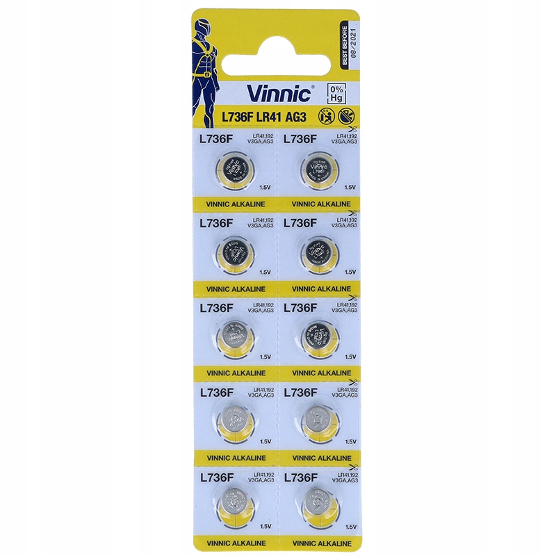 

10x Bateria Vinnic G3 AG3 L736 LR41 392 192 L736F