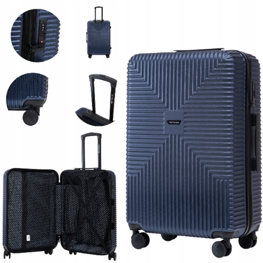 Velký kufr Wings 28" Tsa zámek Eko tvrdý, prostorný, velikost 97 L, XXL, modrý