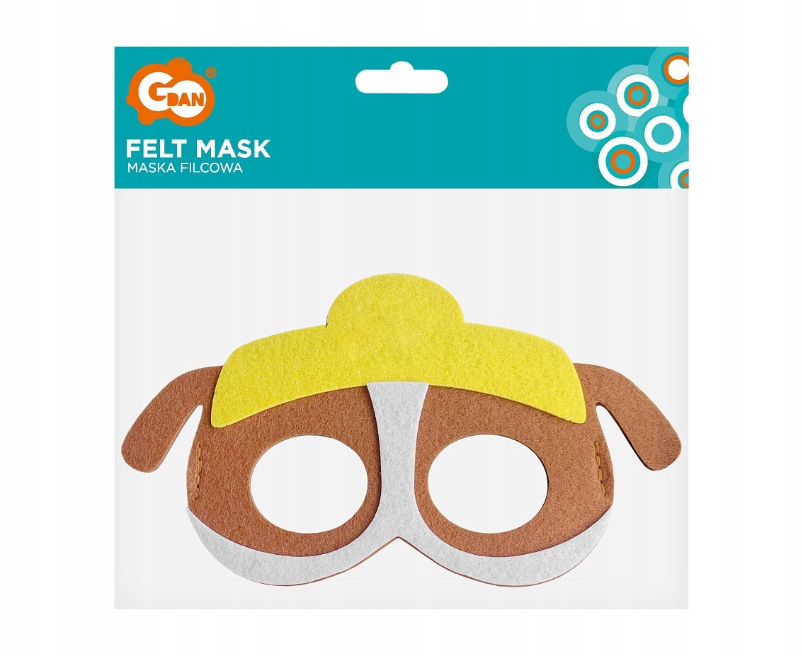 Maska Filcowa Psi Patrol Rubble dla Dziecka Mięciutka na Gumce Karnawał Marka Godan