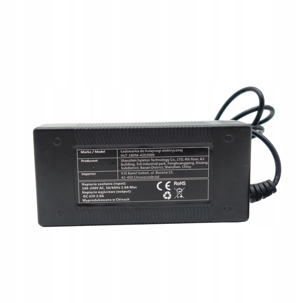 Ładowarka 42V 2A do Motus Scooty 8.5 / 10 / 10 Lite / Fiat 500 F85 / F10 EAN (GTIN) 5905186604330