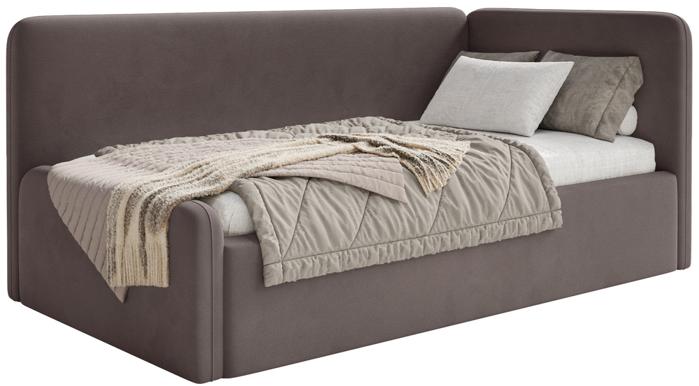Postel pro mláděž 90x200 cm Fanklo hnědá sametová pravá