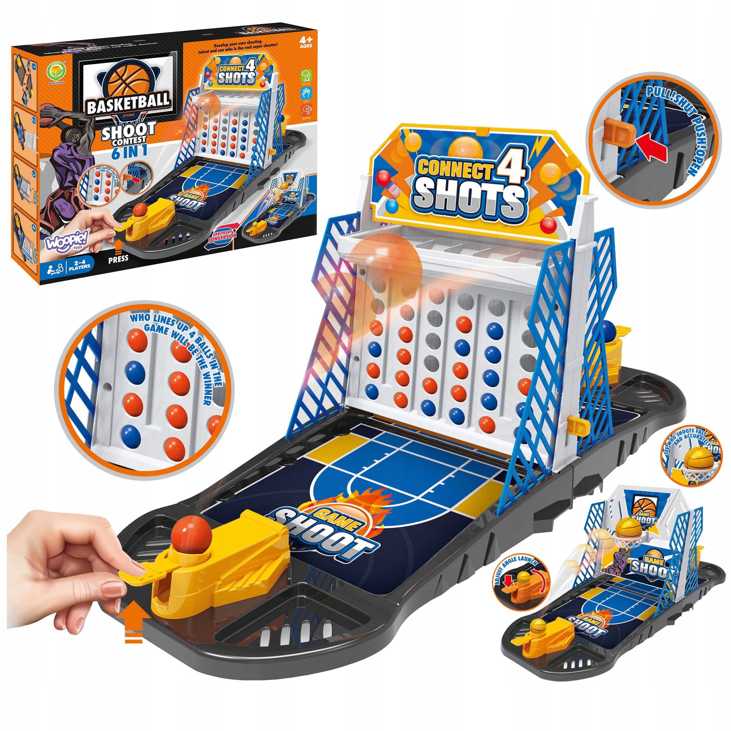 MINI KOSZYKÓWKA GRA ZRĘCZNOŚCIOWA RODZINNA LOGICZNA 6w1 WOOPIE