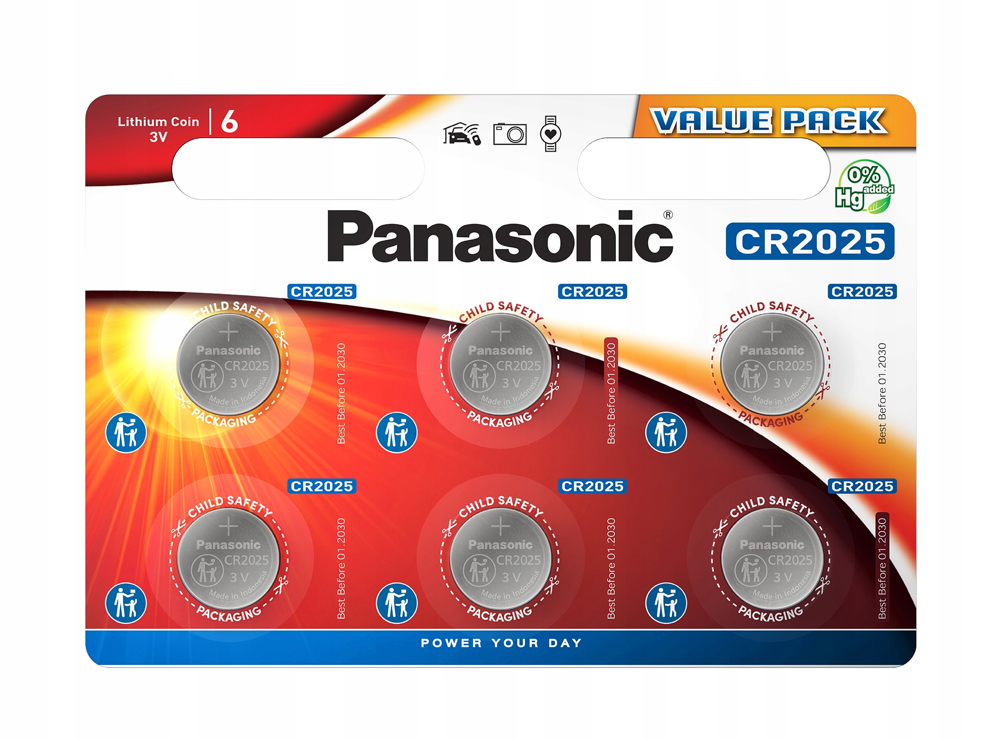 Bateria Litowa Panasonic CR2025 3V 6 Sztuk Blister Guzikowa Pastylkowa