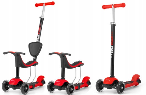 Milly Mally Scooter Little 3w1 Star Red rowerek jeździk hulajnoga