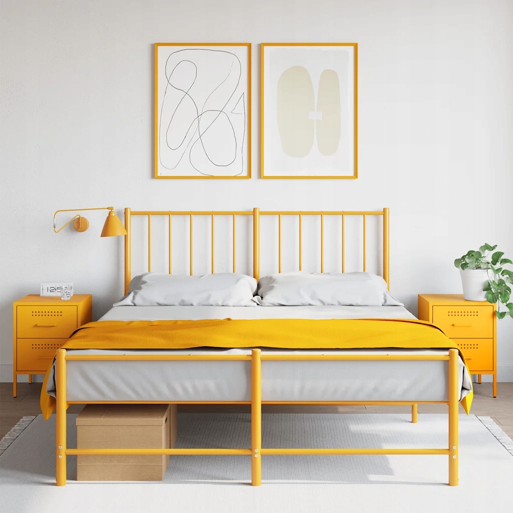 Noční stolky 2 ks hořčicově žluté 36 x 39 x 50,5 cm ocel Žlutá 842929
