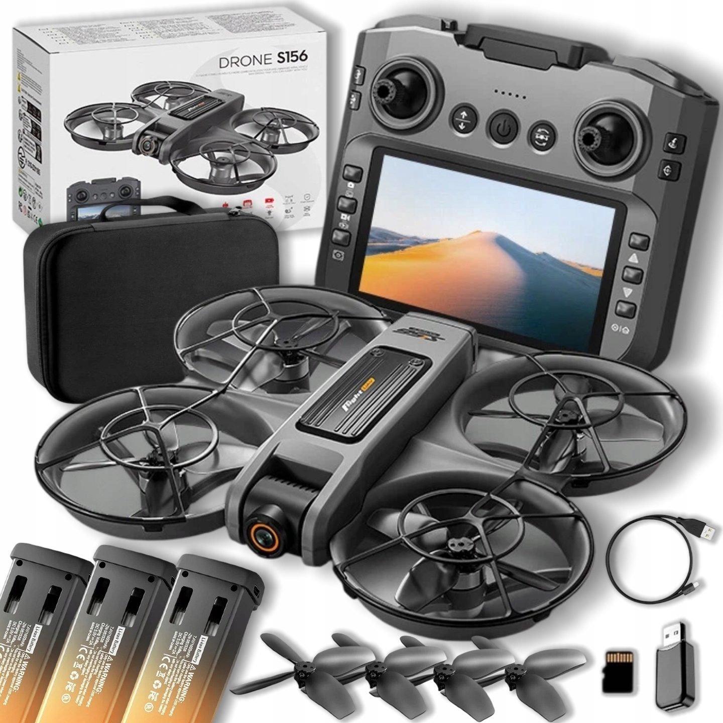 Dron S Kamerou Hd Pouzdro 3 Akumulátory LCD Displej Bezkartáčový Wifi 145G