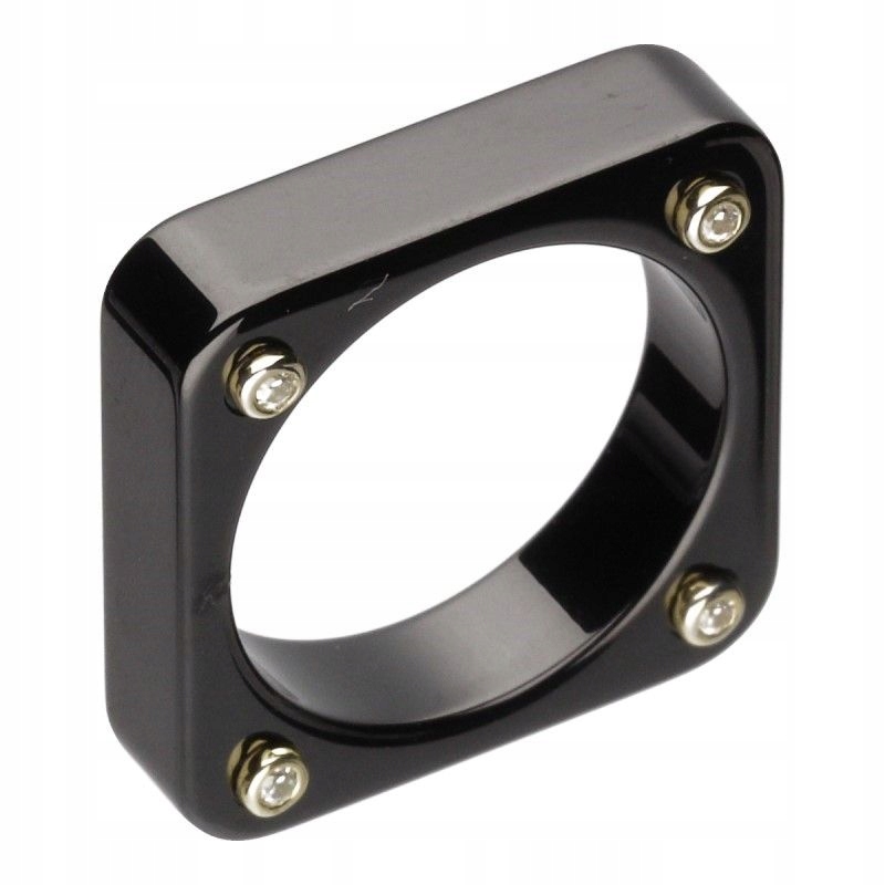 Prstýnek ze stříbra 925 černá keramika čtvercový elegantní r18