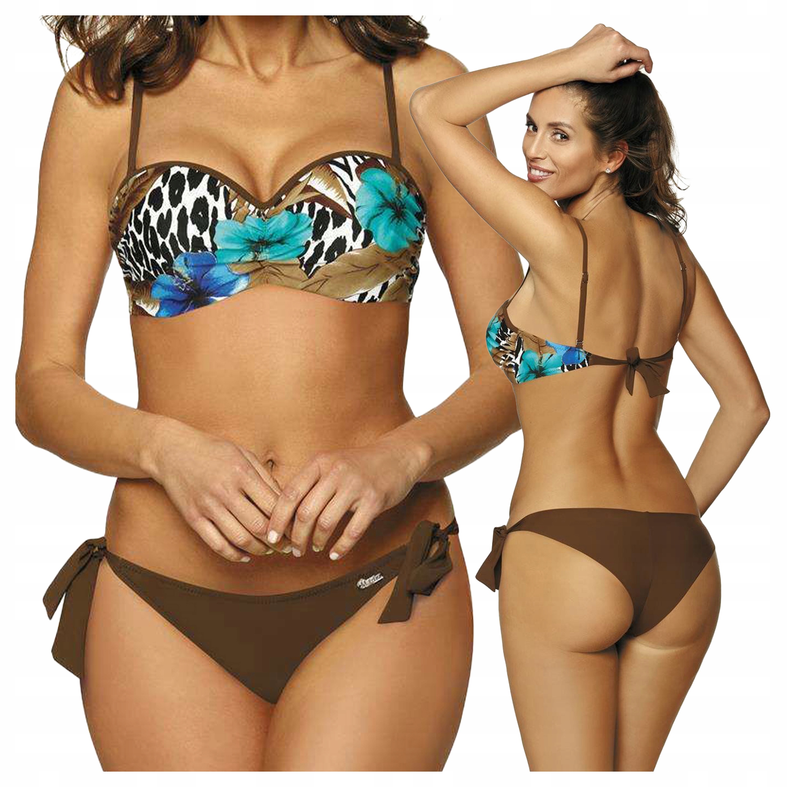 Tropický dvoudílný push-up kostým Becky M-482 Hnědá M