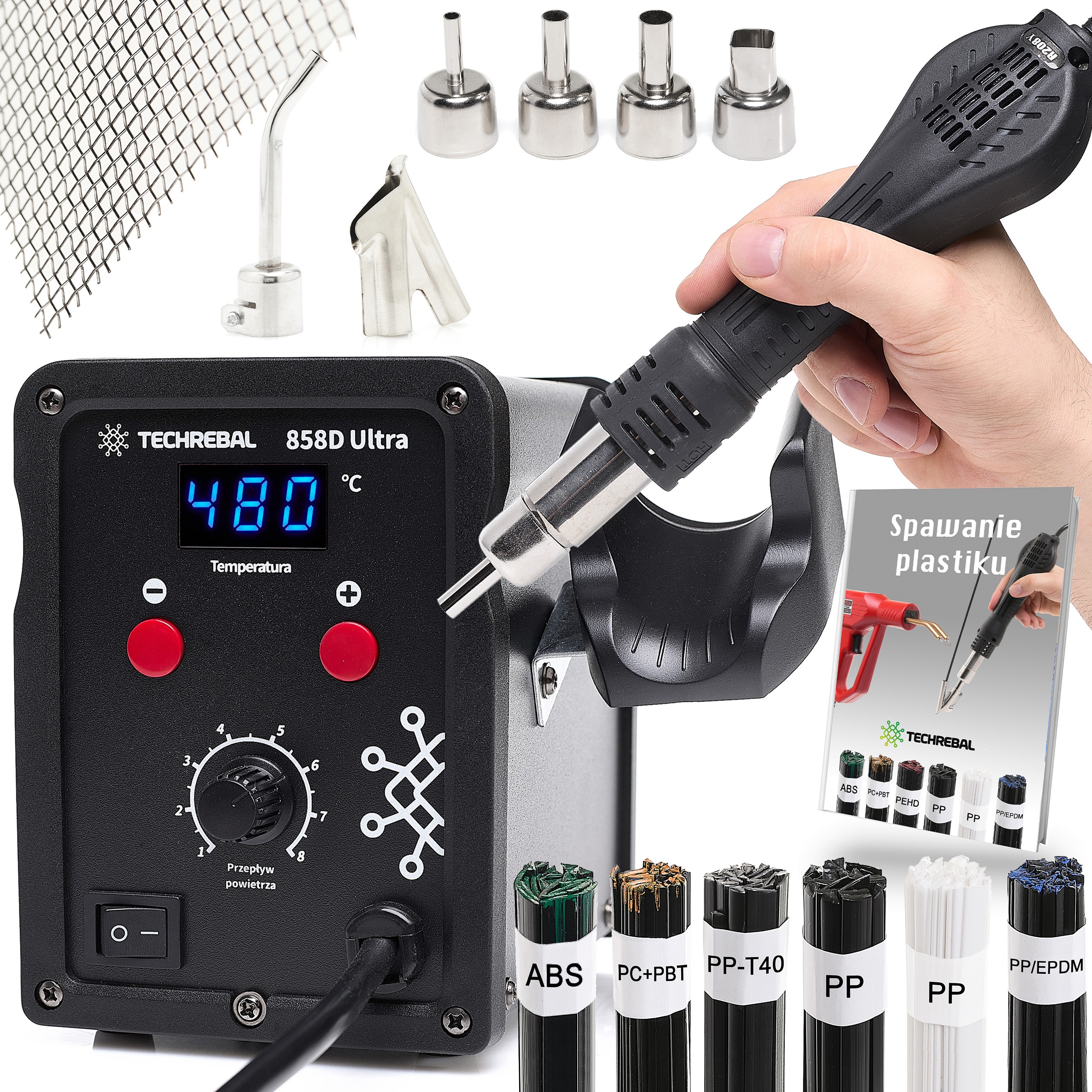 Spawarka do Plastiku Techrebal 858D Ultra 750W zgrzewarka tworzyw hot air