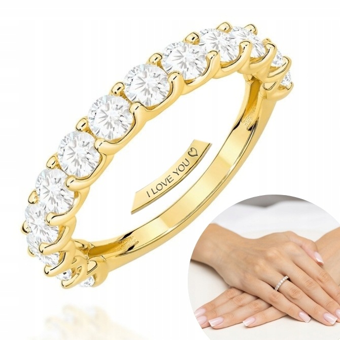 Zlatý prstýnek prsten 585 s 13 laboratorními diamanty 1,30 ct