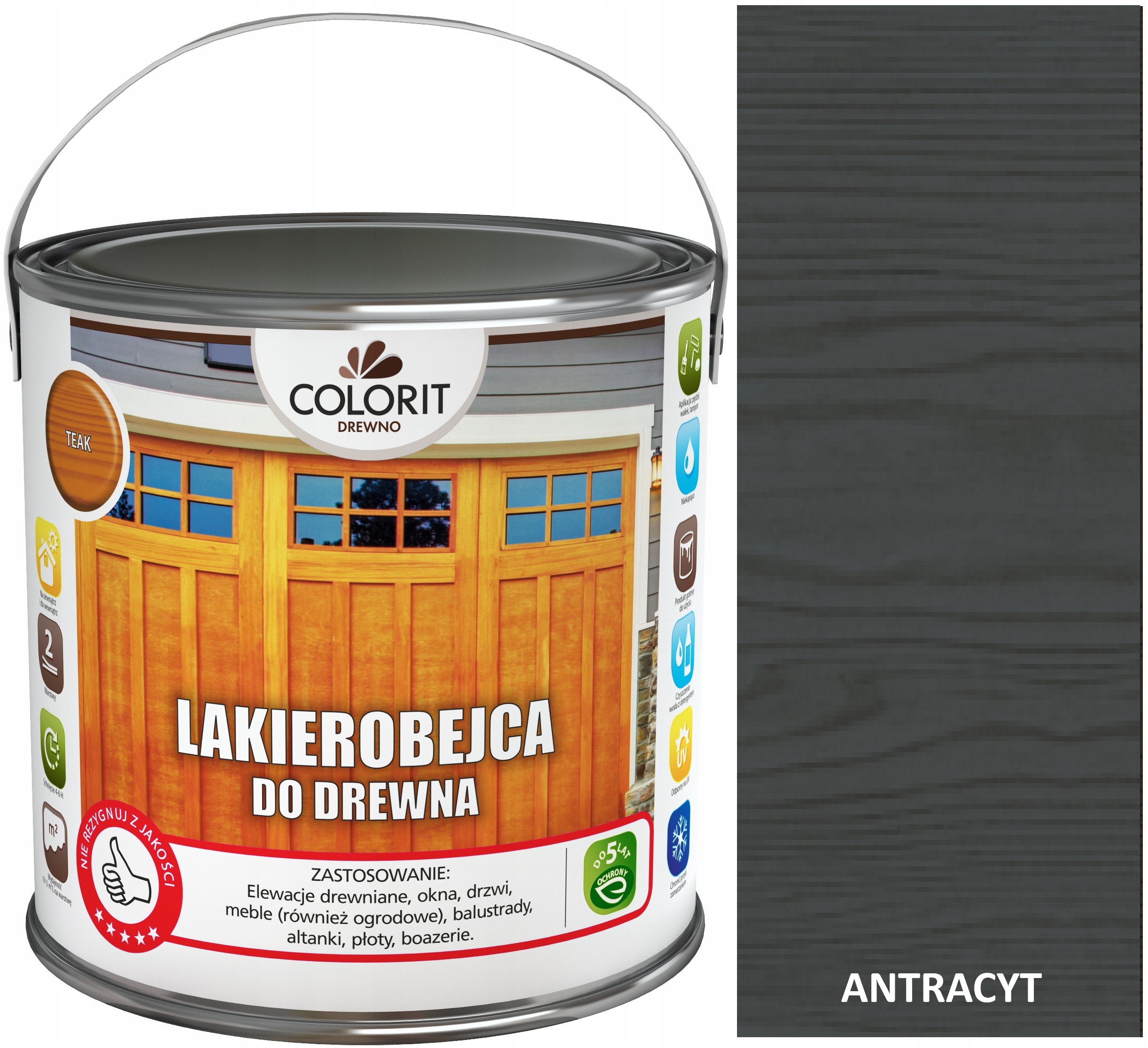 Colorit Lakierobejca Do Drewna 2,5L Antracyt