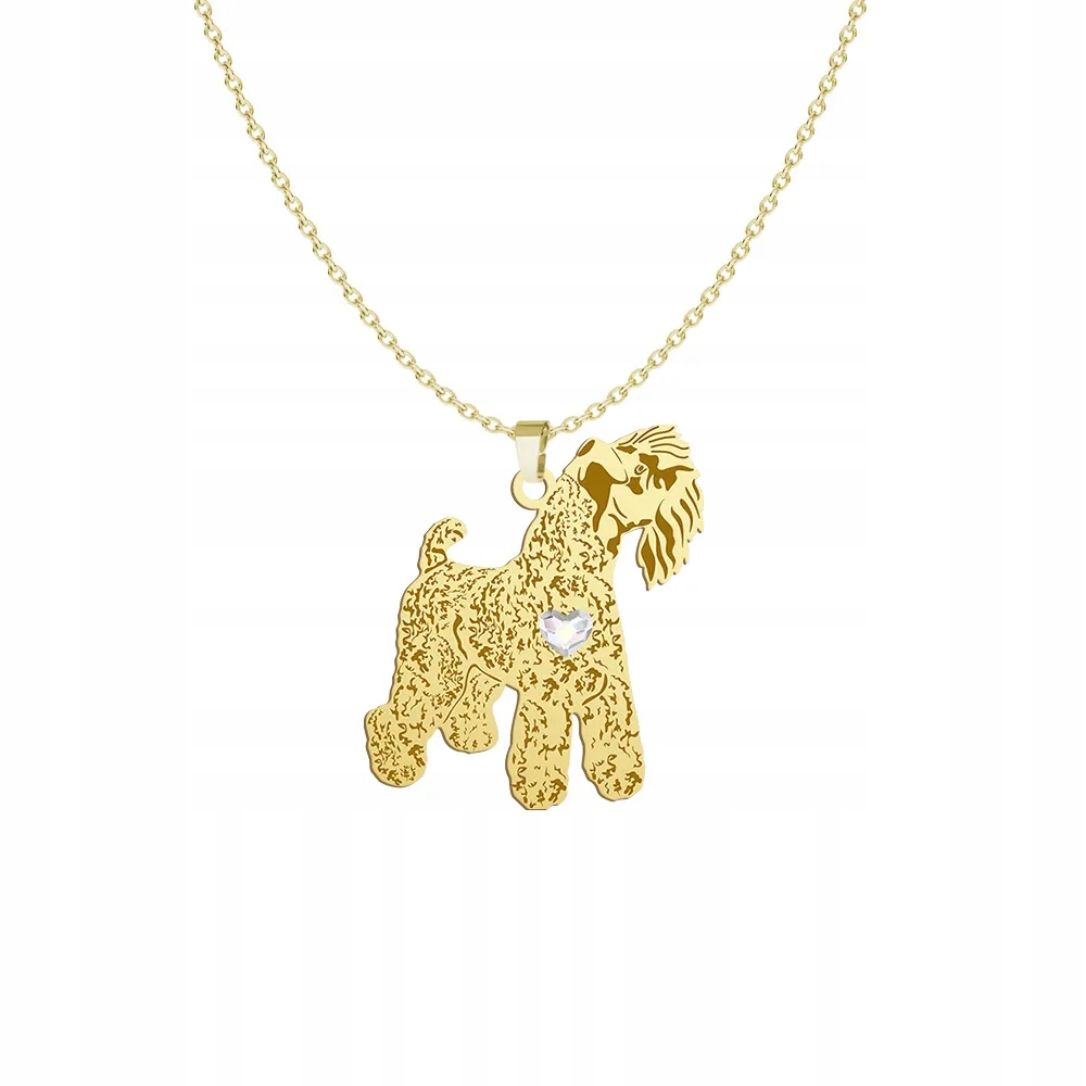 Zlatý náhrdelník se psem Kerry Blue Terrier 925 Dárek Gravírování Bonus
