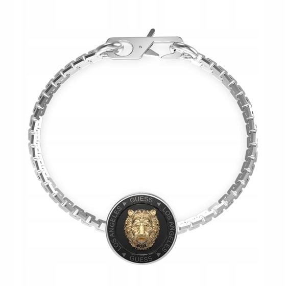 Pánský náramek Guess Lion King Lew Logo Ocel barva stříbrná/zlatá/černá L