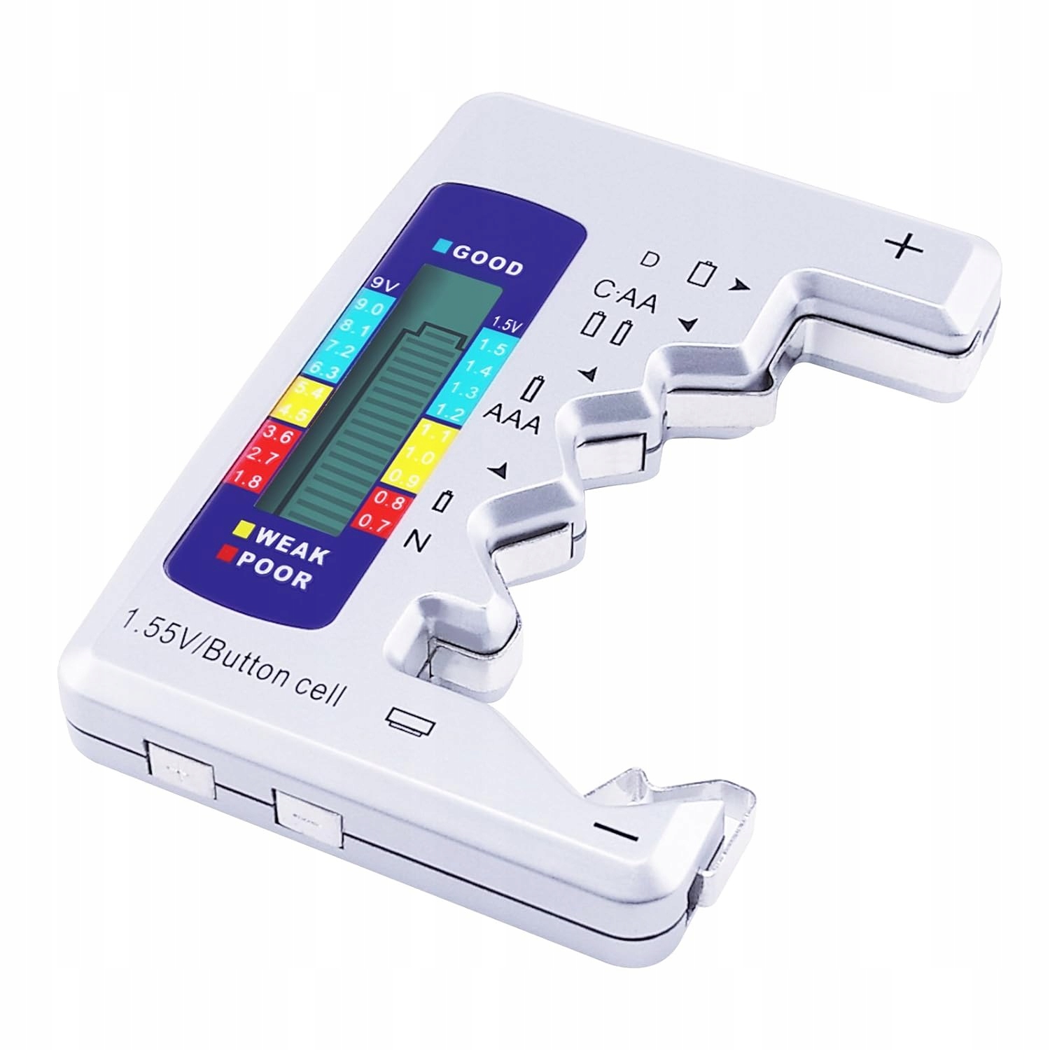 CYFROWY TESTER MIERNIK BATERII AKUMULATORKÓW LCD AA R6 AAA R3 BIAŁY