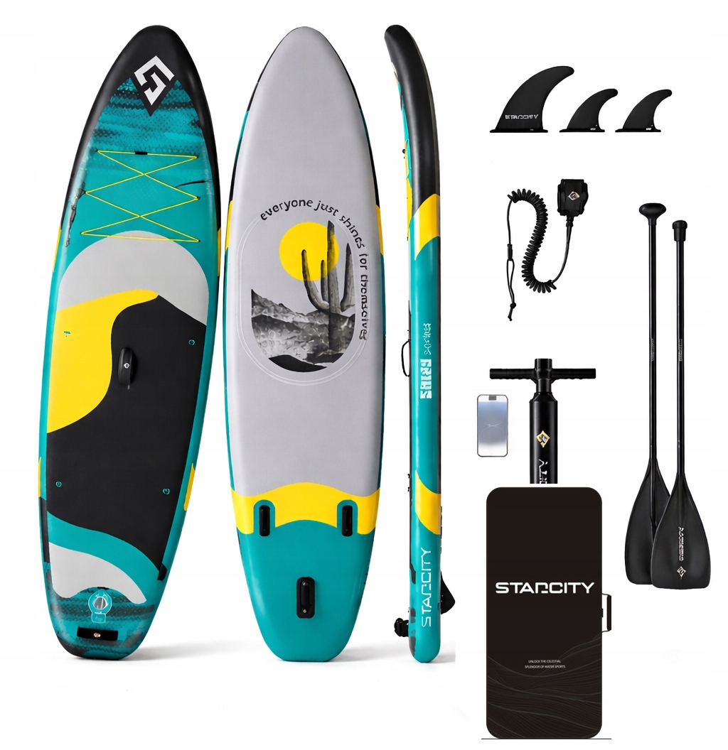 Sup Deska Pompowana Do Pływania Paddle Stand Up Zestaw 335CM Turkus