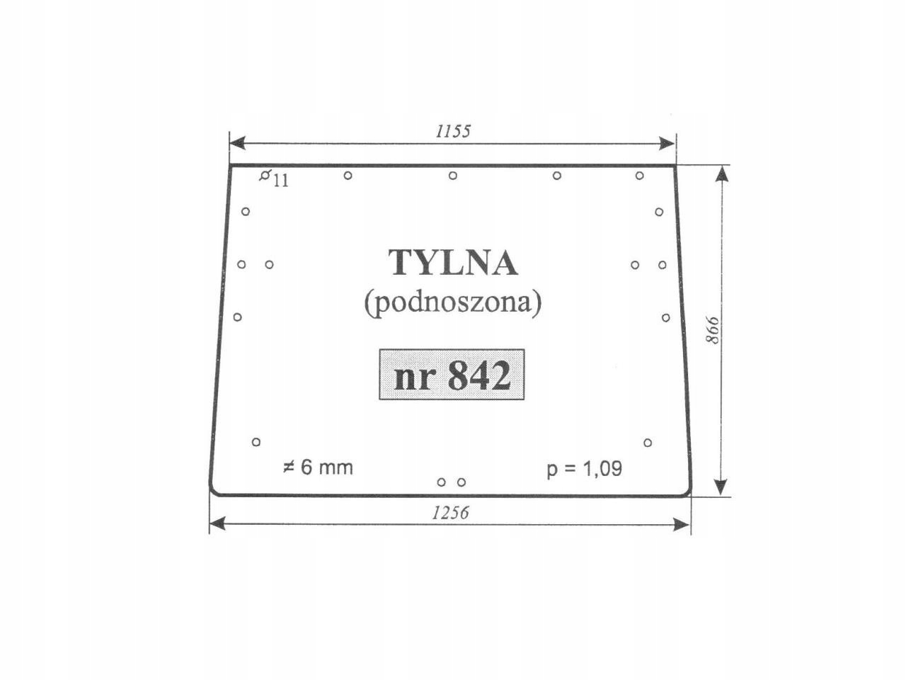 SZYBA TYLNA PODNOSZONA RENAULT 842 7700062092