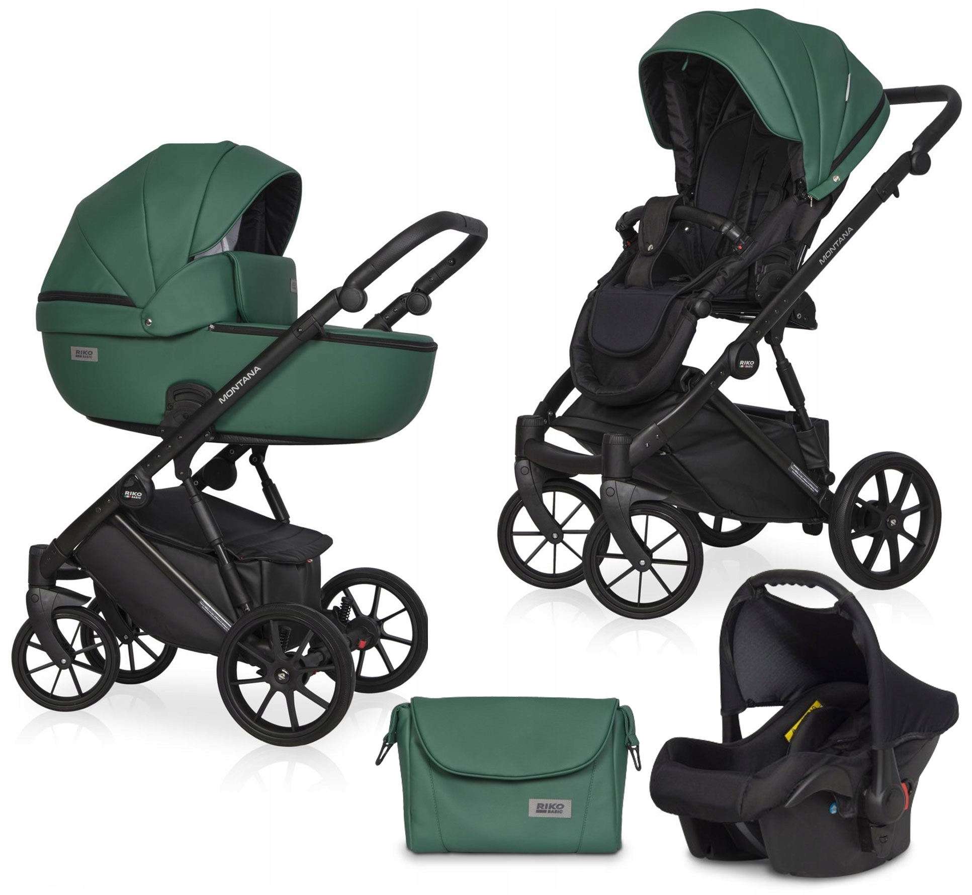 Wózek 3w1 MONTANA ECCO Riko Basic do 22KG SIEDZISKO PRZÓD TYŁ FOTELIK TORBA