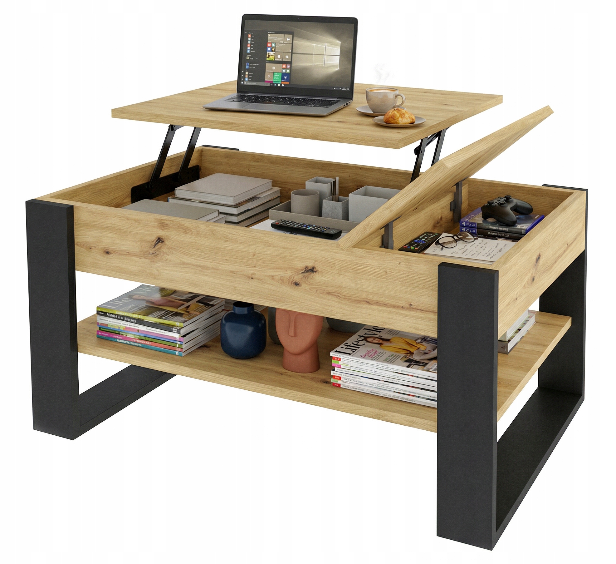 Konferenční stolek rozkládací stůl zvedací deska obývací pokoj Dub Artisan