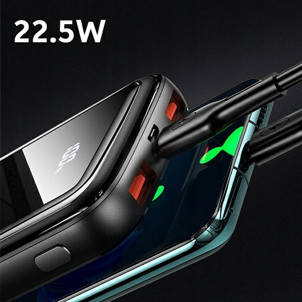 Usams Powerbank PB58 10000mAh 22.5WQC3.0+PD Fast Charge czarny/black 10KCD1