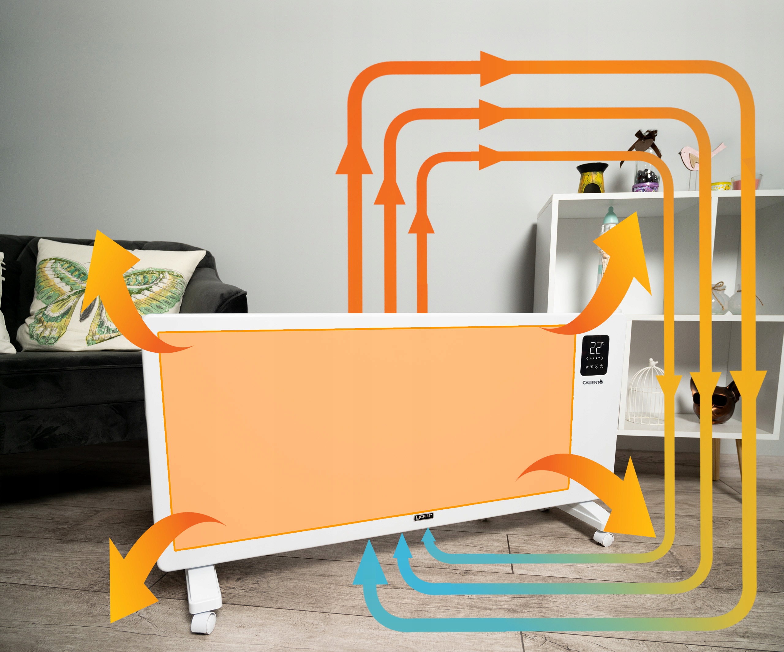 2w1 Grzejnik elektryczny Konwektorowy Panelowy Yoer +WiFi +Timer 2500W +ECO Marka Yoer