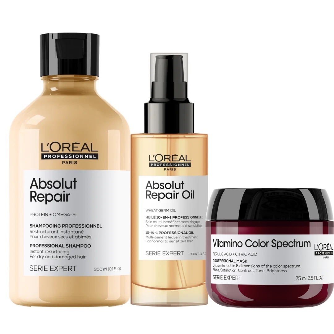 Loreal Absolut Repair Regenerujący szampon, olejek do włosów zniszczonych