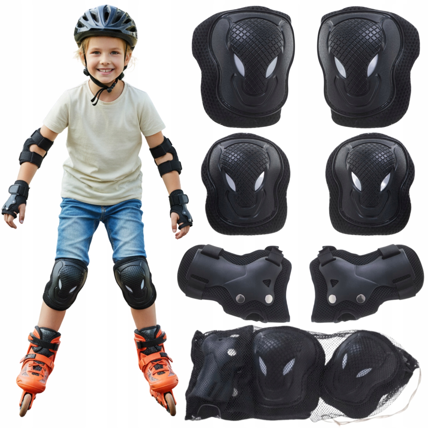 OCHRANIACZE NA ROLKI ROWER ZESTAW NA KOLANA ŁOKCIE DLA DZIECI MŁODZIEŻY