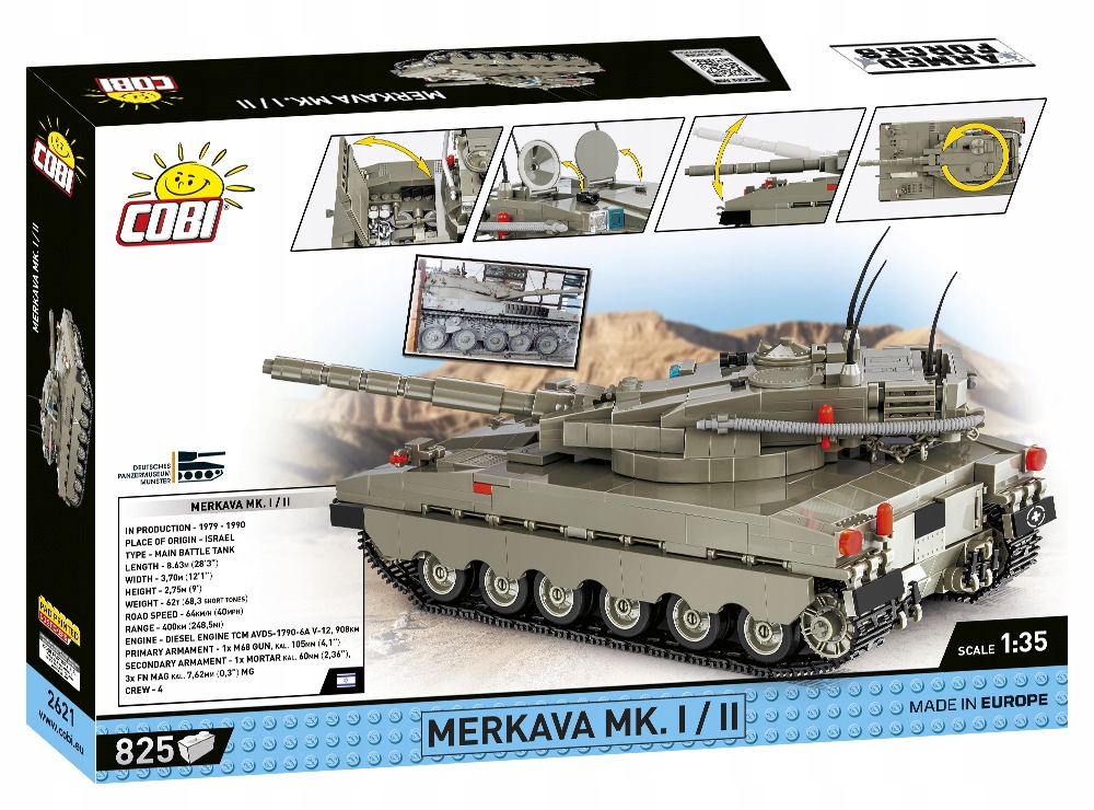  Модель: Cobi 2621 Merkava MK. I / II Ізраїльський танк EAN (GTIN) 5902251026219