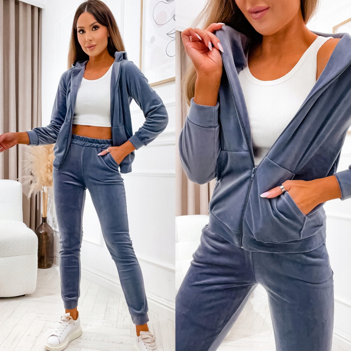 Elegantní teplákovka mikina na zip s kapucí kalhoty 829 XL