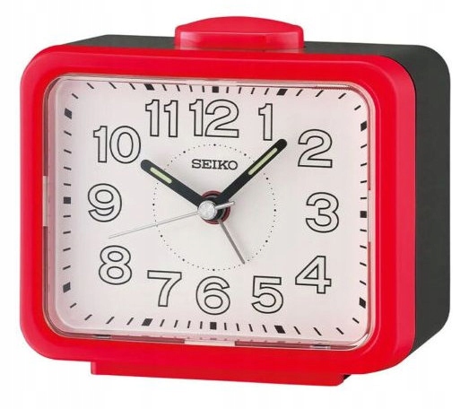Červený Budík Seiko QHK061R Hlasitý Alarm Tichý Mechanismus 11x8,5 cm