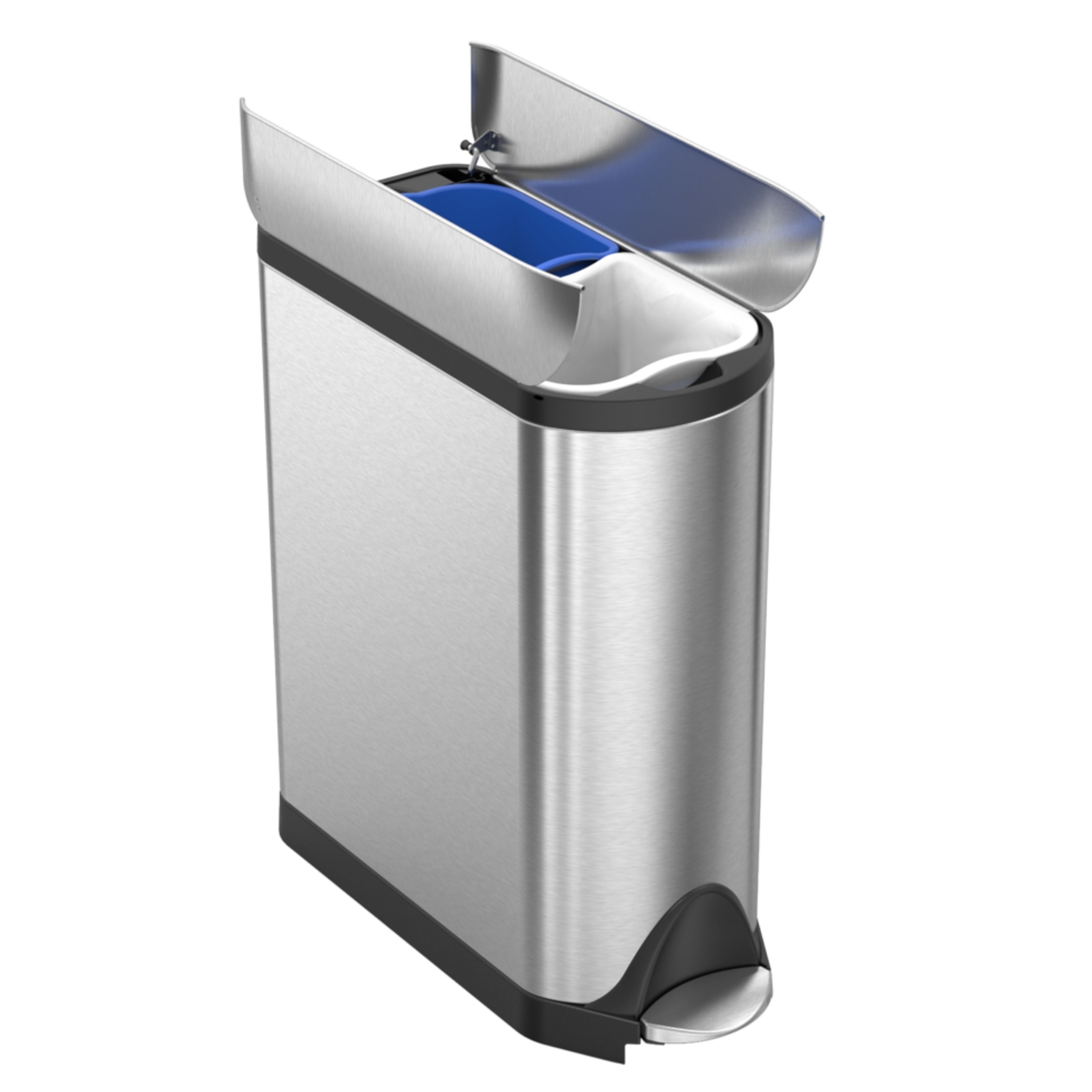 Simplehuman – Dwukomorowy Kosz Na Śmieci Motylkowy Z Pedałem 40L Stalowy