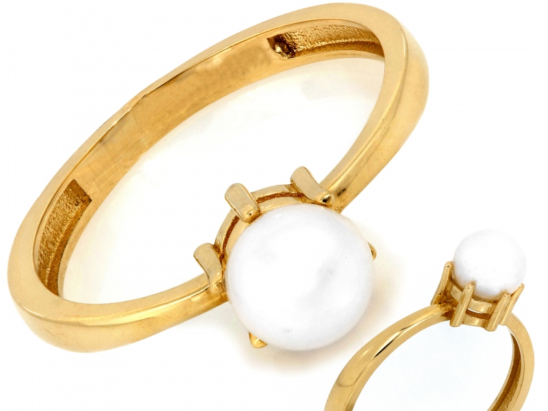 Elegantní zlatý prstýnek 585 s perlou, jedinečný, exkluzivní, luxusní, r13