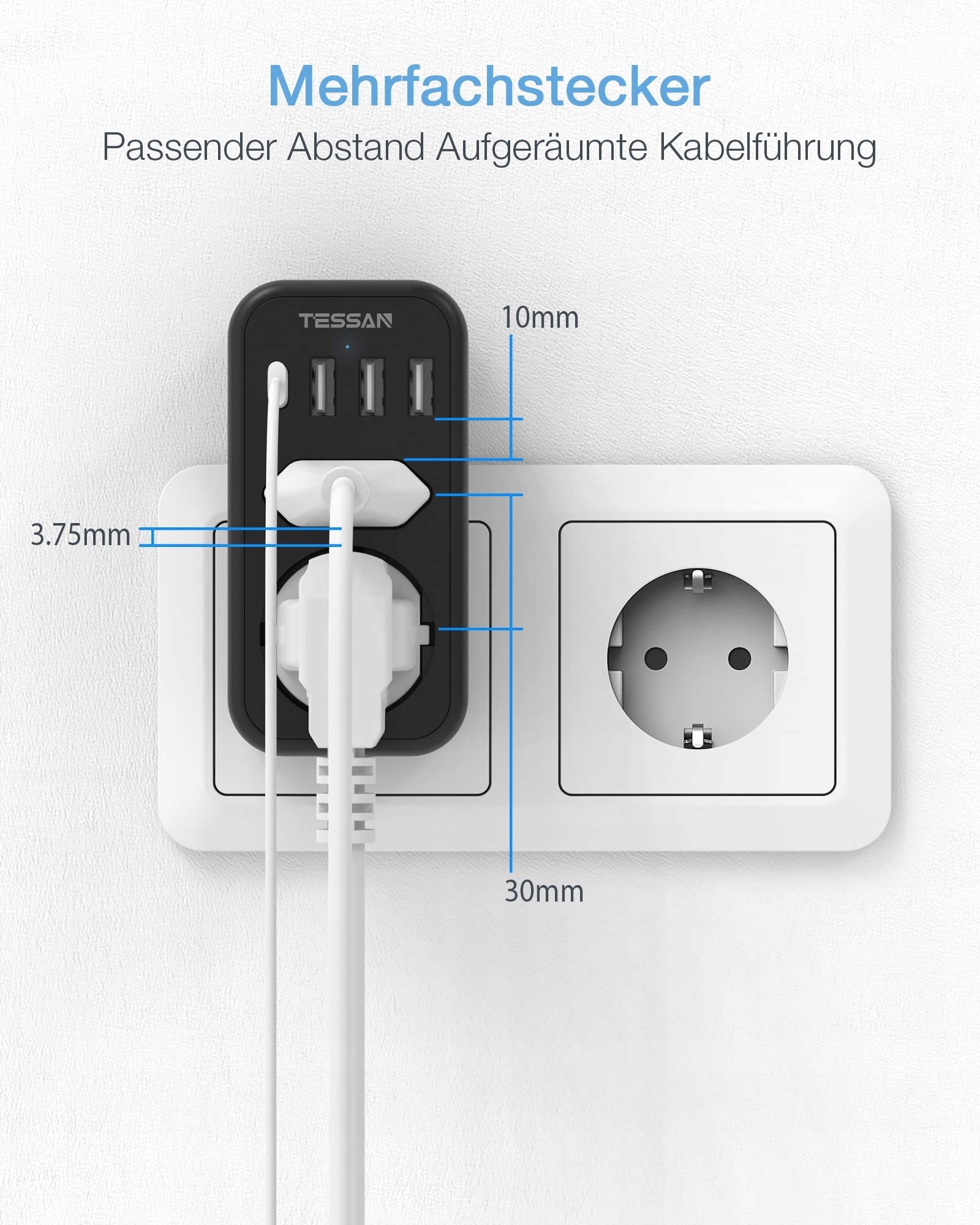 TESSAN Adapter Gniazdka Kostka USB C Ładowanie CZ — miniatura 4