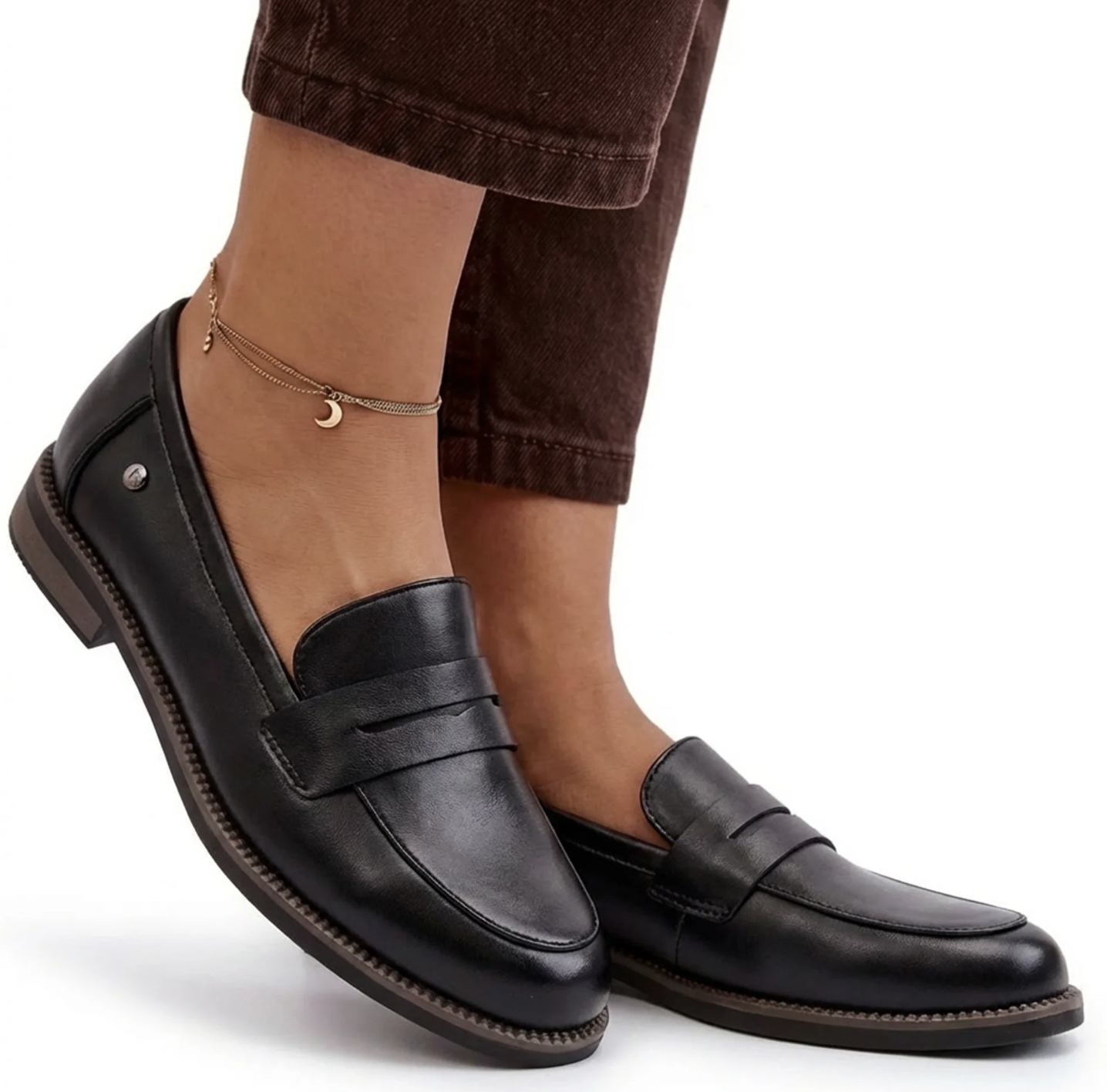 Skórzane Półbuty Damskie Mokasyny Vinceza 18131 Buty Lordsy Czarne 41