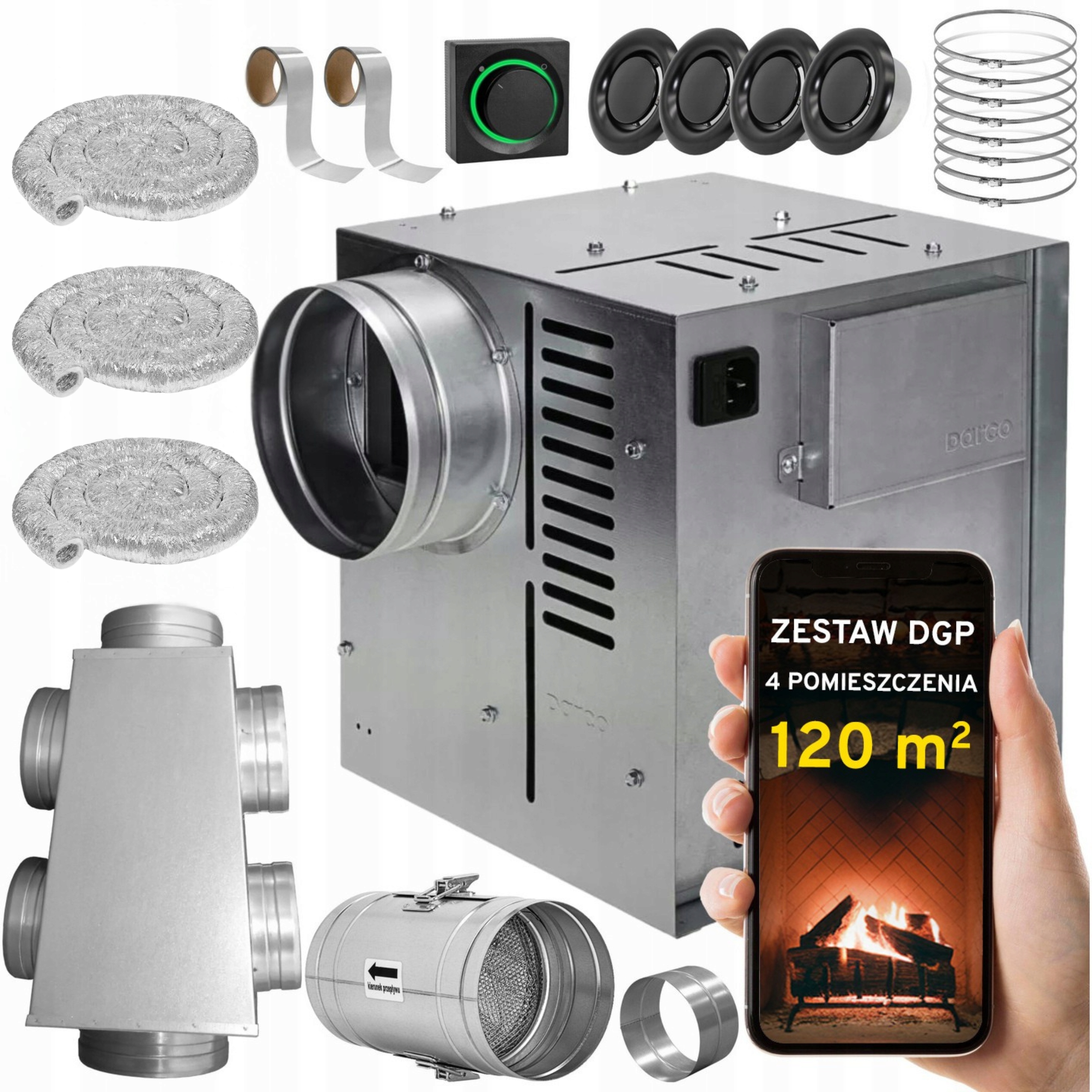 Komínová Turbína Ventilátor Komínový Set Dgp 4 miestnosti 120 m2