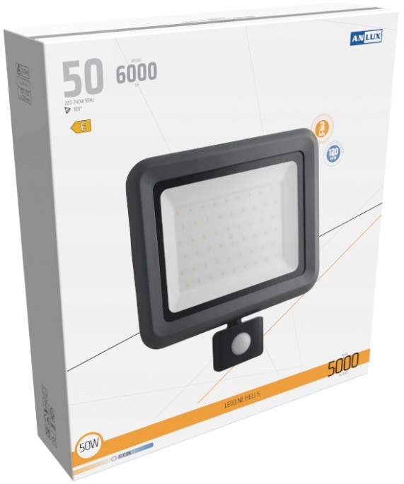 

Naświetlacz halogen Led 50W 6000lm Pir Heli Anlux