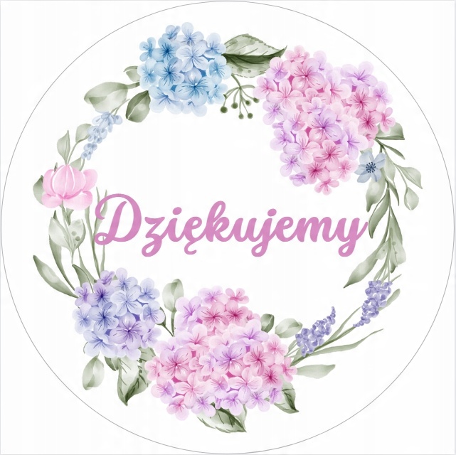 

Naklejki Dziękujemy wianek hortensje 4 CM 35 Szt