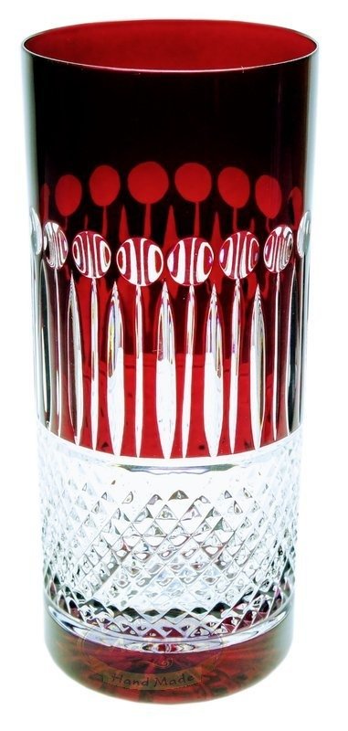 Rubinowe kryształowe szklanki do wody i drinków 32