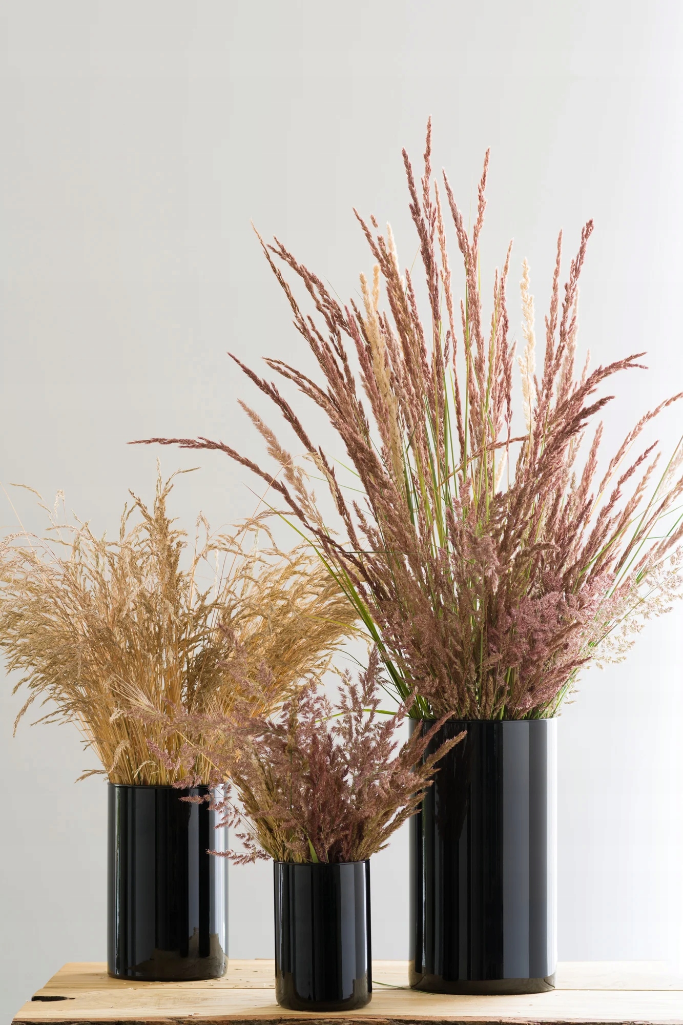 Wazon szklany tuba czarny połysk 30-21-15 cm kpl. 3 szt. Wysokość produktu 30 cm