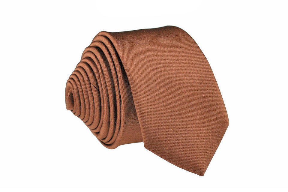 KRAWAT WĄSKI ŚLEDŹ ŚLEDZIK SLIM 5 cm JASNOBRĄZOWY