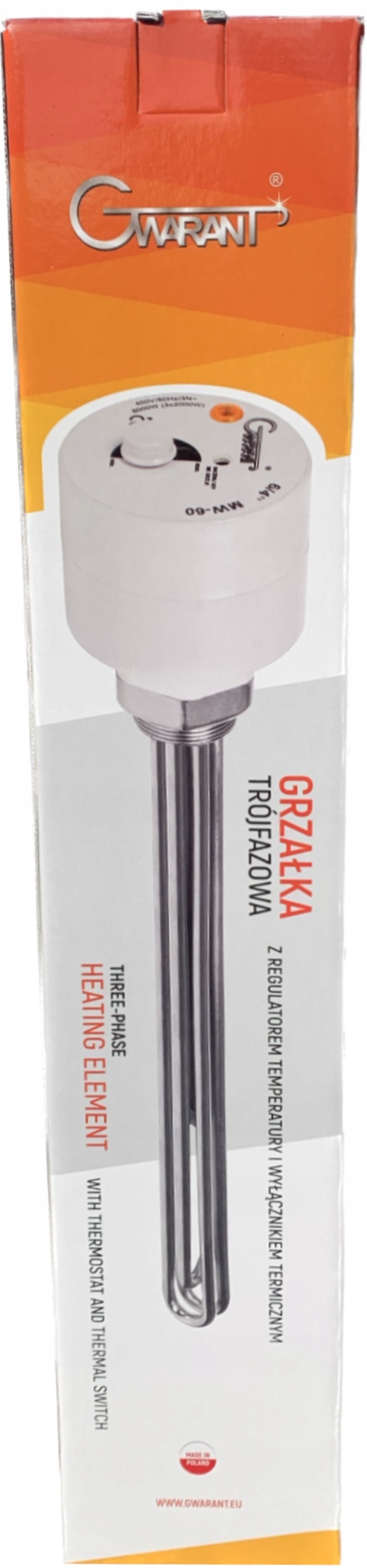 GRZAŁKA DO BOJLERA Z TERMOSTATEM 4,5kW 4500W 6/4'' ELEMENT GRZEJNY Z MIEDZI Marka Gwarant