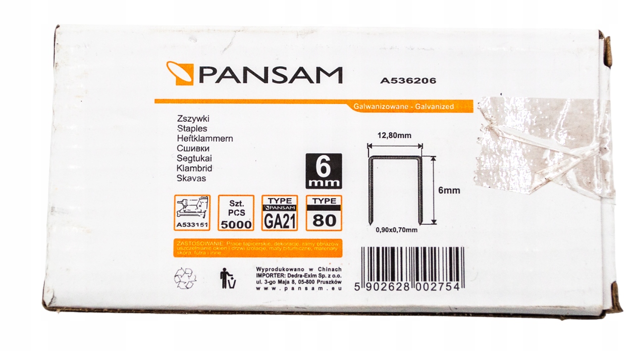 ZSZYWKI ZSZYWACZA Długość 6mm TYP 80 Ga21 A536206 Kod producenta A536206