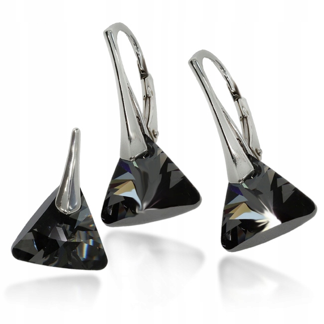 

Swarovski Kolczyki I Wisiorek-komplet Silver Night
