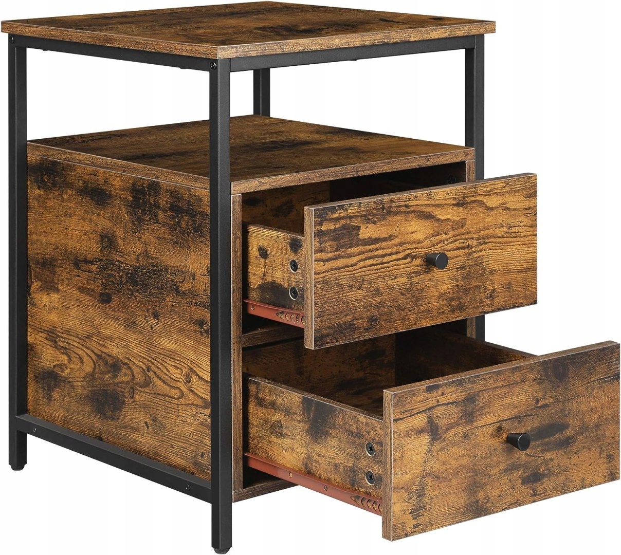 Noční Stolek Industriální Loftový Stolek Rustikální Hnědý 2 Zásuvky