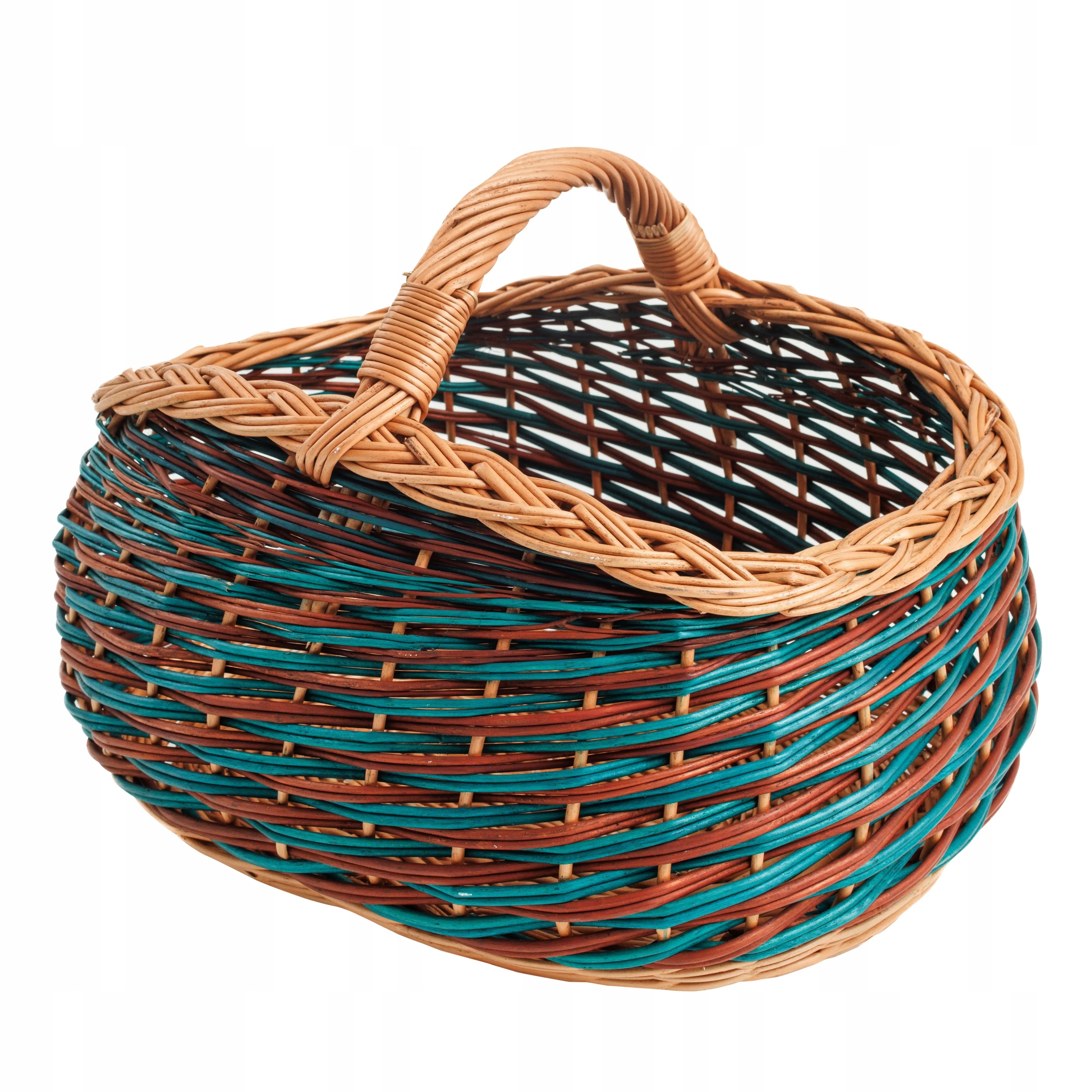 Proutěný Košík Na Nákupy Piknik Houby Velký Krásný Propletený Zelený