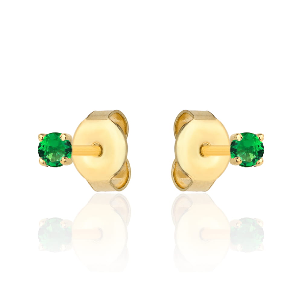 Dámské zlaté náušnice 585 s centrálním zeleným zirkon jako dárek pro maminku