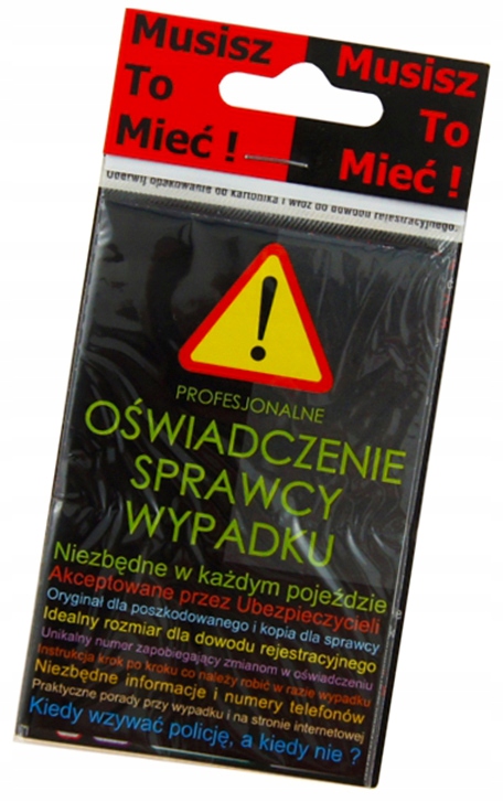 GOTOWE OŚWIADCZENIE SPRAWCY WYPADKU KOLIZJI FV SA