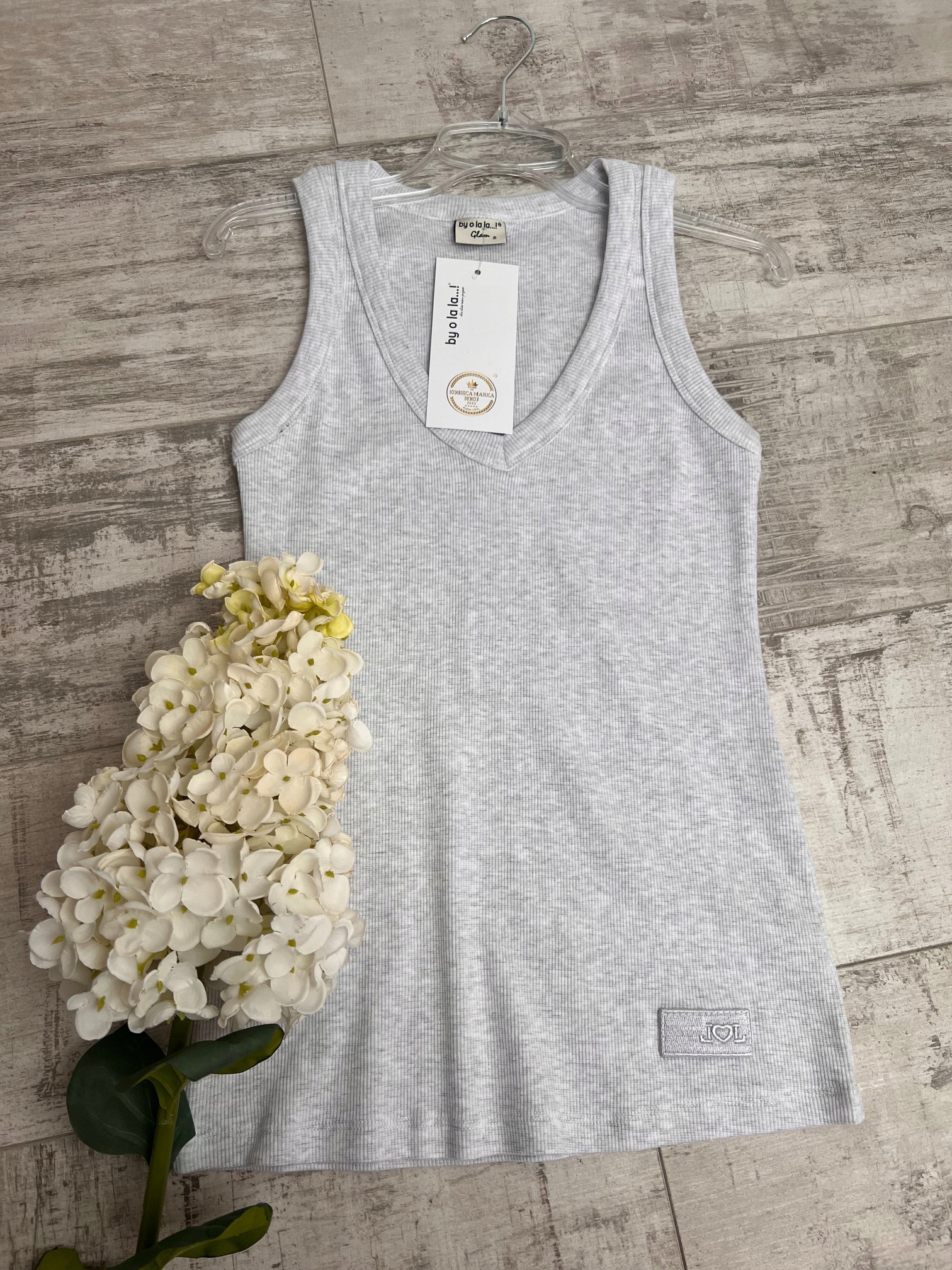 By O La La...! Pruhovaná Boxerková Halenka V-neck Šedá M 38